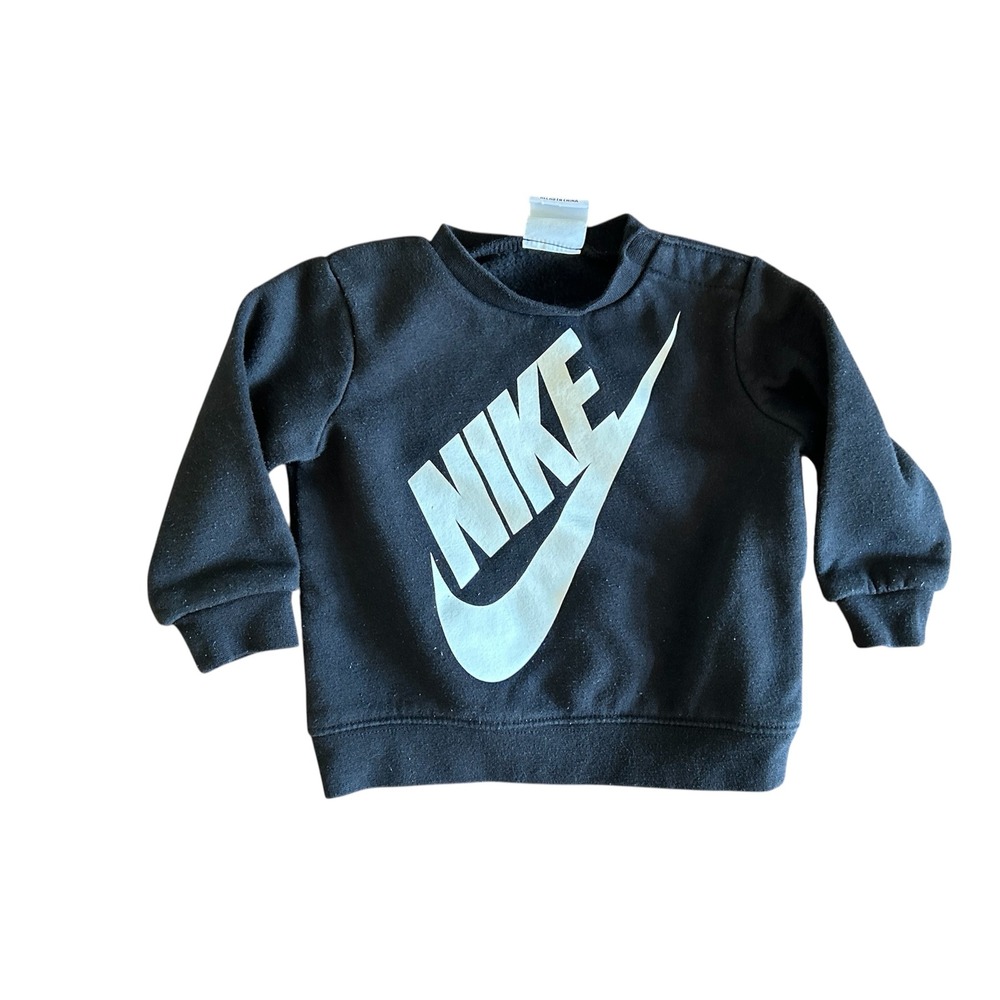 Nike‎ Infant Boys Girls Black Fleece Crewneck Sweatshirt Futura Logo 12M